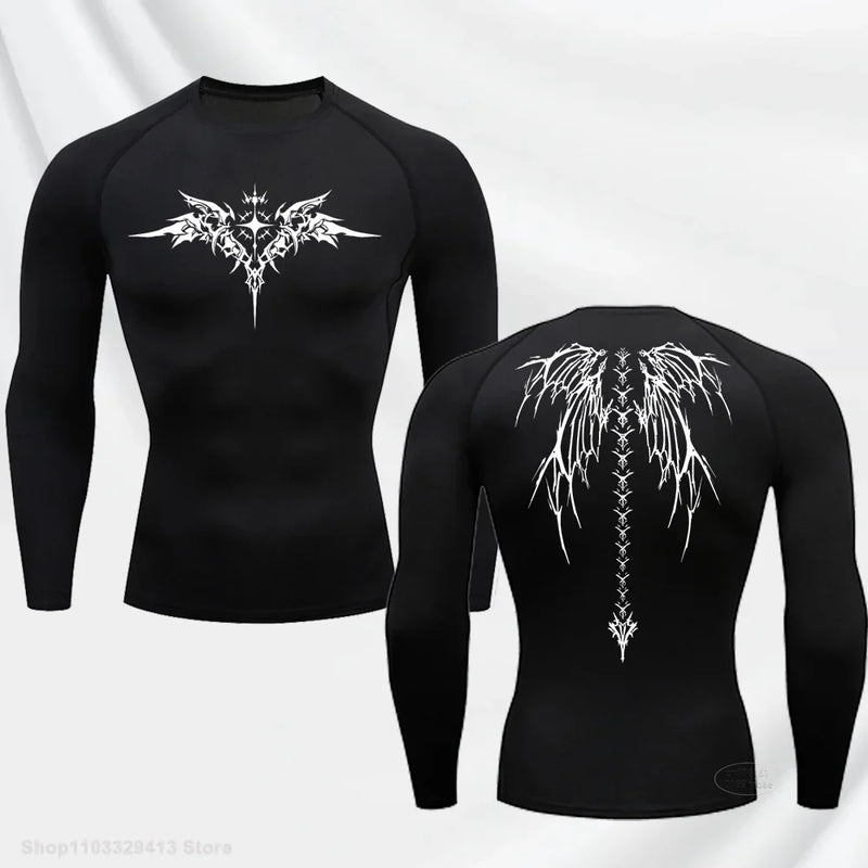 "DUTRIEUX" Anime Graphic Compression Long Sleeve – Premium Quick-Dry Gym Rash Guard