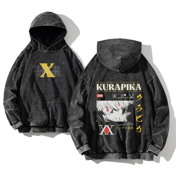 Official Hunter x Hunter Killua Zoldyck Vintage Washed Hoodie – Premium Oversized Cotton Sweatshirt