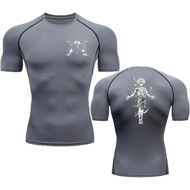 Men's "Elite Motion" Compression Shirt – Quick-Dry Graphic Athletic Tee for Gym & Fitness