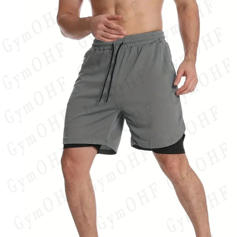 Men's "Heroic Spirit" Anime 2-in-1 Fitness Set – Compression Tee & Double-Deck Shorts