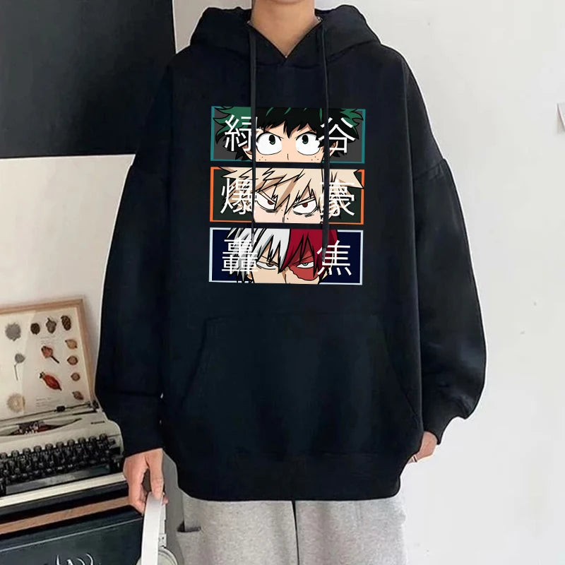 Official My Hero Academia "Big Three" Hoodie – Premium Fleece Anime Sweatshirt (Deku, Bakugou, Todoroki)