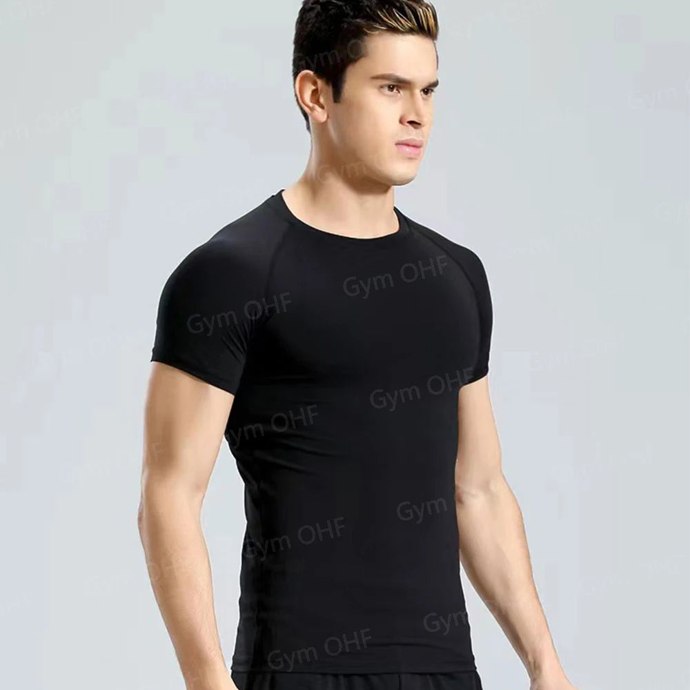 Men's "Anime Funny Face" 2-in-1 Fitness Set – Compression Tee & Double-Deck Shorts