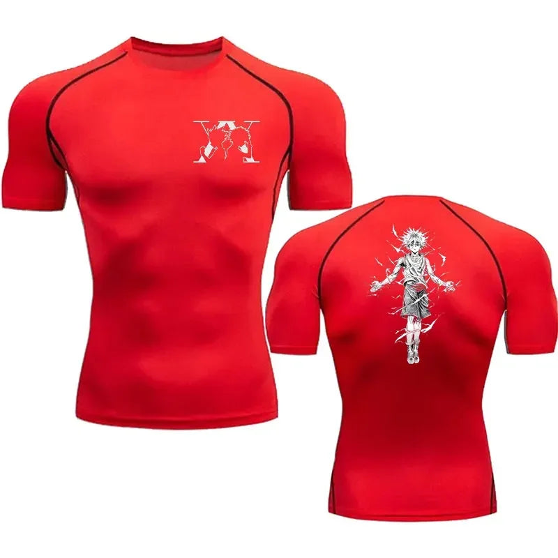 Men's "Elite Motion" Compression Shirt – Quick-Dry Graphic Athletic Tee for Gym & Fitness
