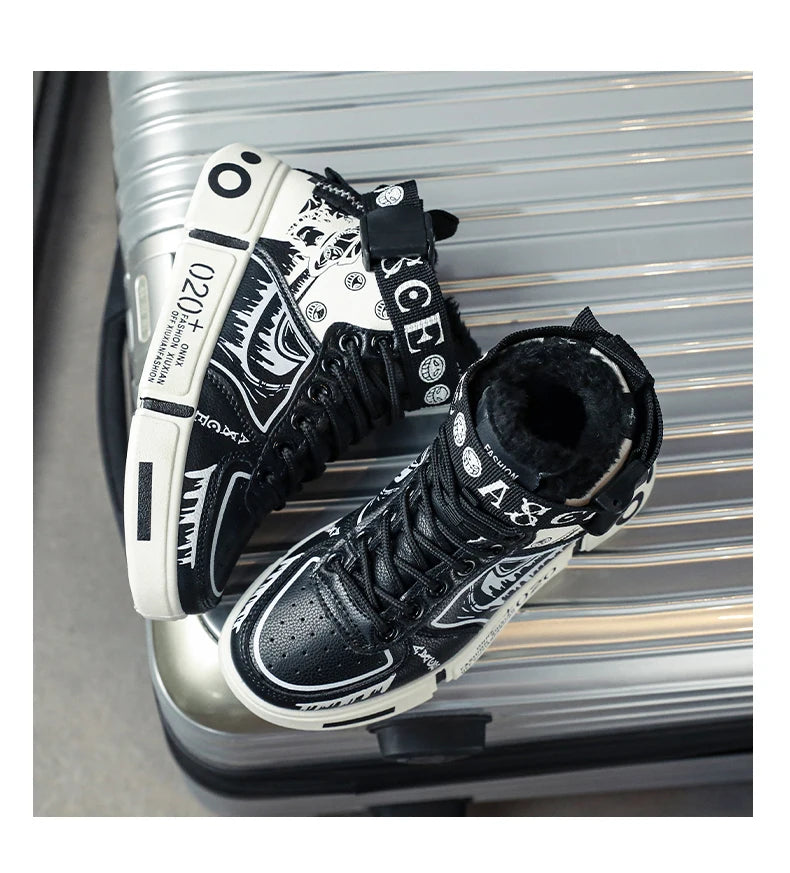 Boys' "Winter Guard" High-Top Sneakers – Waterproof Leather School & Sports Shoes