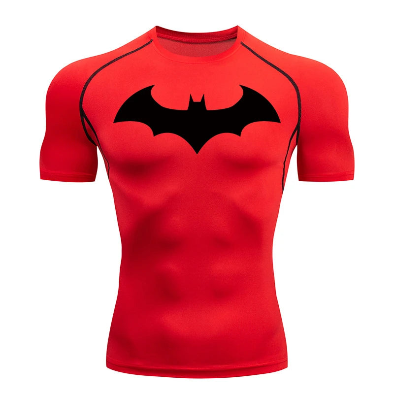 Men's "Bat Warrior" Compression Shirt – Premium Short Sleeve Rash Guard for Gym & BJJ