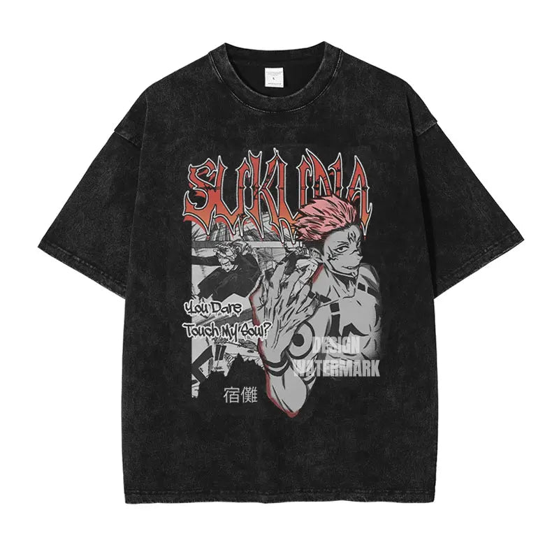 Official Bandai Jujutsu Kaisen "Itadori Yuuji" Vintage Washed T-Shirt – Premium Anime Streetwear