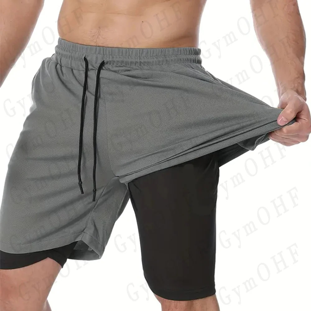 Men's "Heroic Spirit" Anime 2-in-1 Fitness Set – Compression Tee & Double-Deck Shorts