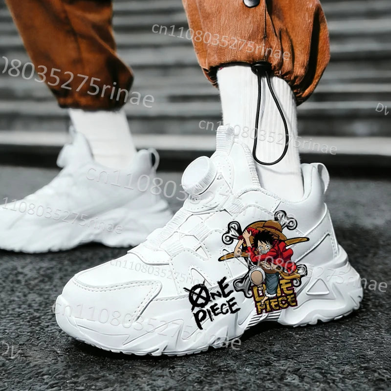 Official Bandai "One Piece: Luffy" Kids' White Sneakers – Waterproof Leather with Arch Support
