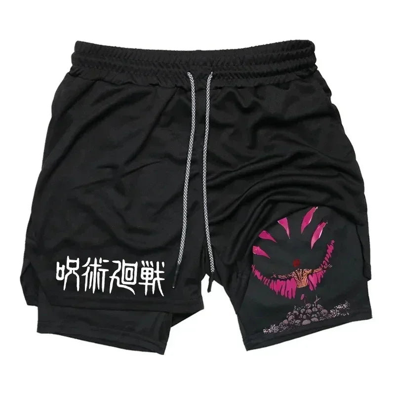 LAMLKKY" Jujutsu Kaisen 2-in-1 Performance Shorts – Premium Anime Gym Compression Shorts