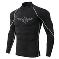 "pdmcms" Gothic Graphic High-Neck Compression Shirt – Premium Long Sleeve Fitness Top
