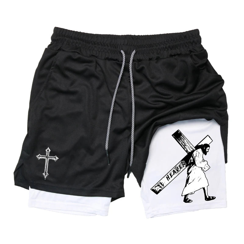 "Street Ninjas" Angel Cross 2-in-1 Performance Shorts – Quick-Dry Athletic Shorts with Phone Pocket