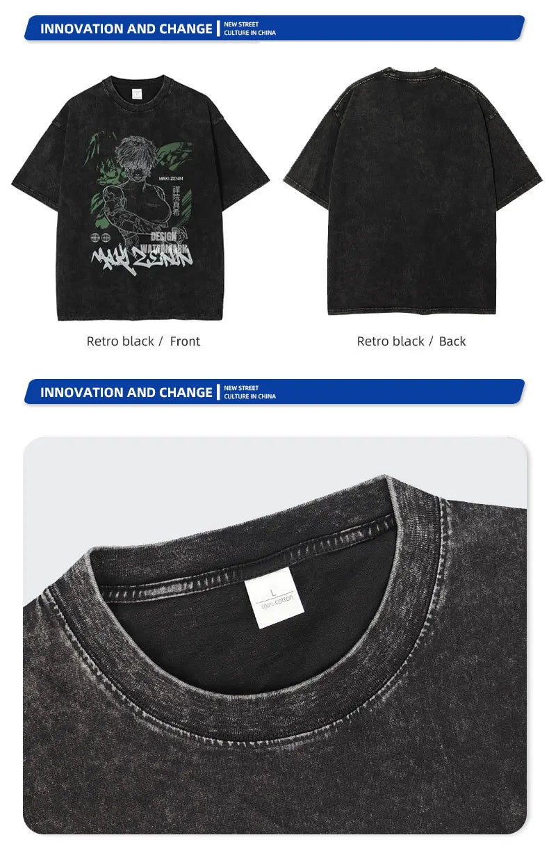 Official Bandai Jujutsu Kaisen "Itadori Yuuji" Vintage Washed T-Shirt – Premium Anime Streetwear
