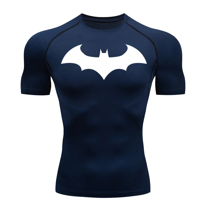 Men's "Bat Warrior" Compression Shirt – Premium Short Sleeve Rash Guard for Gym & BJJ