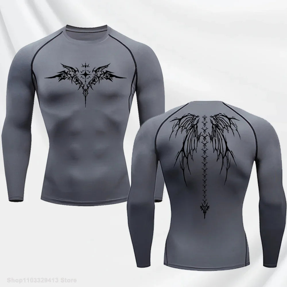 "DUTRIEUX" Anime Graphic Compression Long Sleeve – Premium Quick-Dry Gym Rash Guard