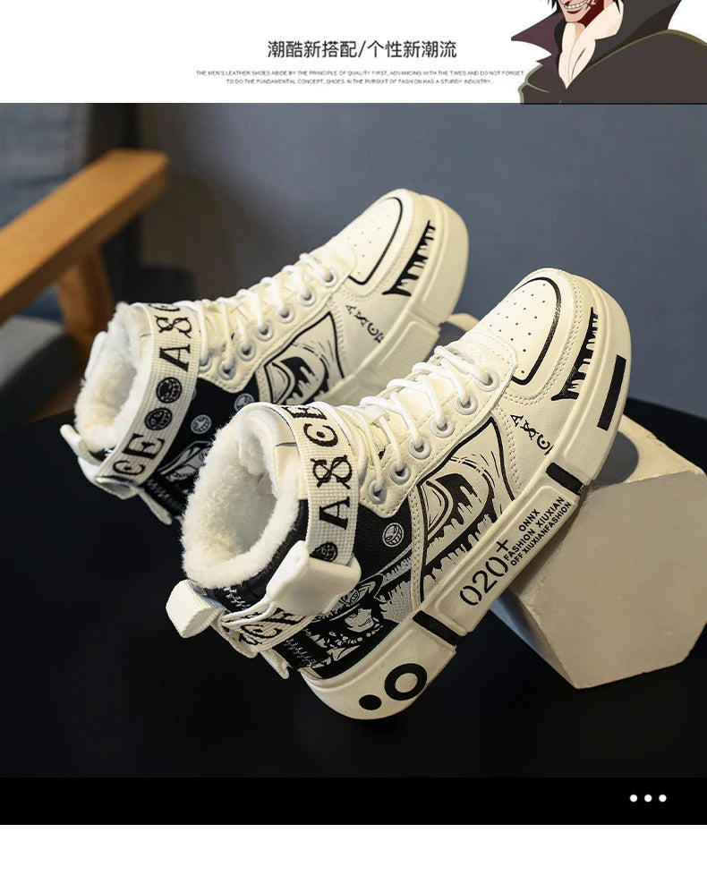 Boys' "Winter Guard" High-Top Sneakers – Waterproof Leather School & Sports Shoes