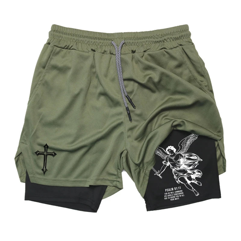 "Street Ninjas" Angel Cross 2-in-1 Performance Shorts – Quick-Dry Athletic Shorts with Phone Pocket