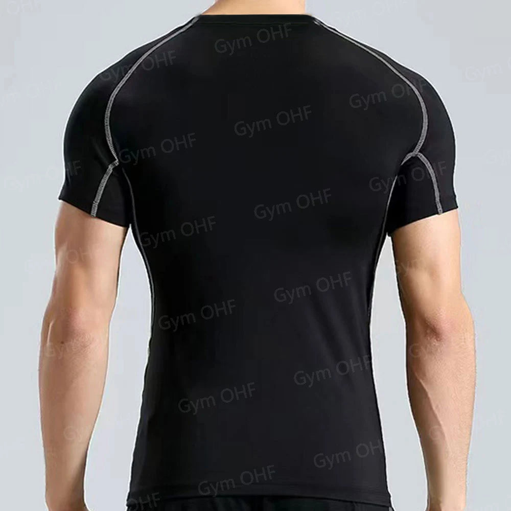 Men's "Anime Funny Face" 2-in-1 Fitness Set – Compression Tee & Double-Deck Shorts