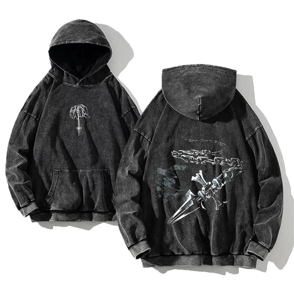 Official Hunter x Hunter Killua Zoldyck Vintage Washed Hoodie – Premium Oversized Cotton Sweatshirt