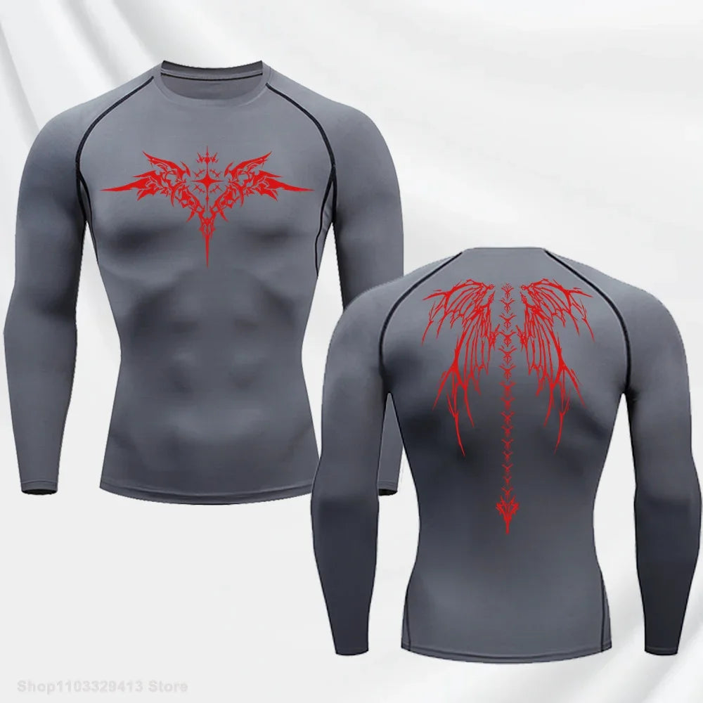 "DUTRIEUX" Anime Graphic Compression Long Sleeve – Premium Quick-Dry Gym Rash Guard