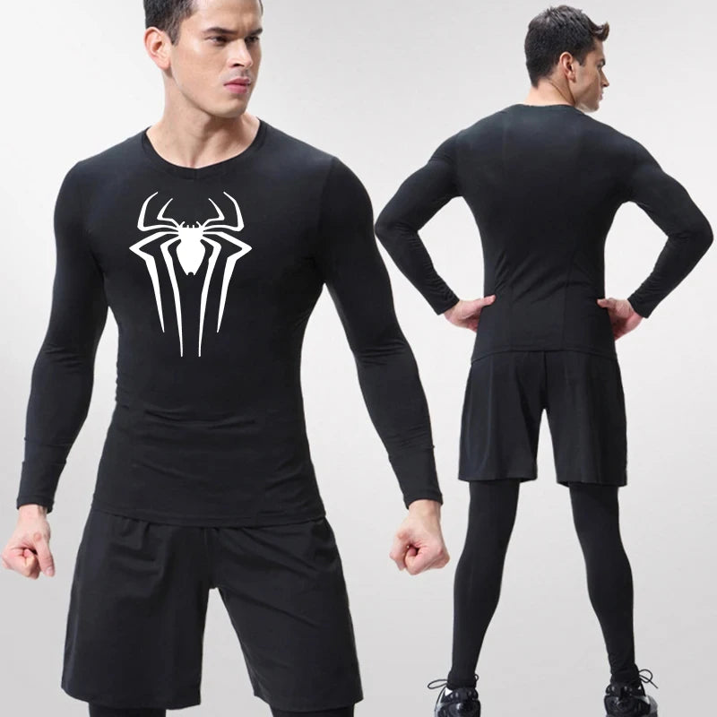 Men's "Spider Web" Compression Shirt – Premium Long Sleeve Rash Guard for Gym & BJJ