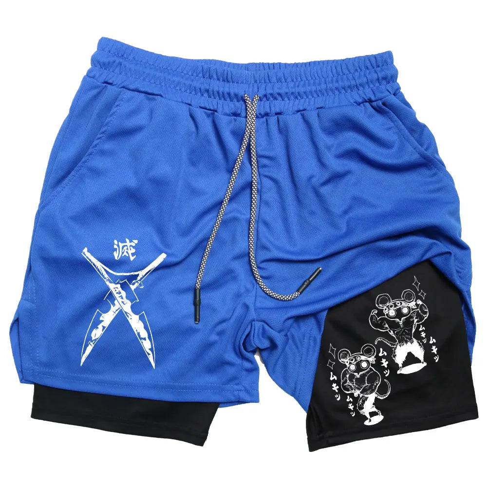 Official Demon Slayer "Slayer Corps" Compression Shorts – Premium Quick-Dry Gym & Beach Shorts