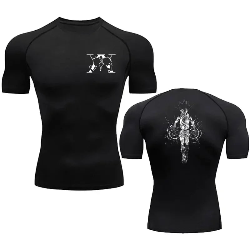 Men's "Elite Motion" Compression Shirt – Quick-Dry Graphic Athletic Tee for Gym & Fitness