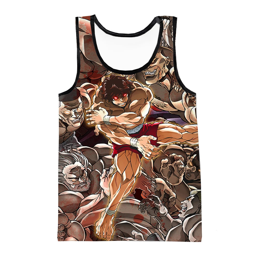 Official Baki Hanma "Demon Back" Training Tank Top – Premium Oversized Gym Vest
