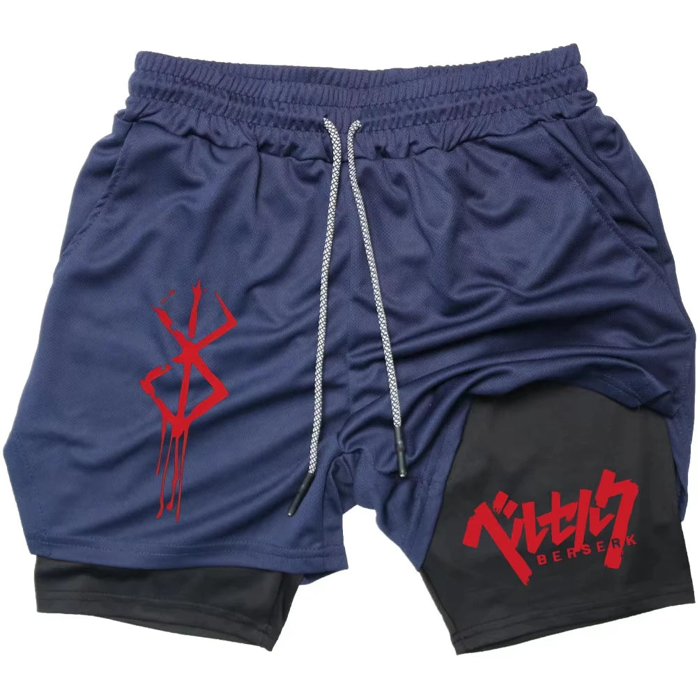 Official Berserk "Guts" 2-in-1 Athletic Shorts – Premium Compression Training Shorts