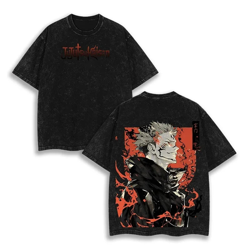 Official Bandai Jujutsu Kaisen "Spell Battle" Vintage Washed T-Shirt – Premium Anime Streetwear
