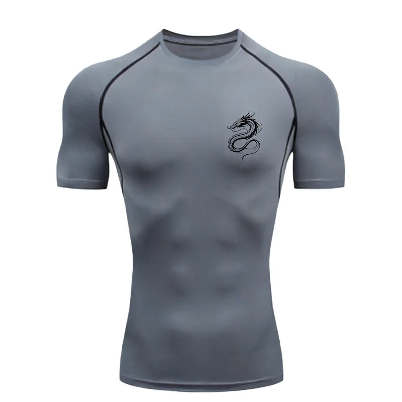 Men's "Dragon Soul" Compression Shirt – Premium Short Sleeve Rash Guard for Gym & MMA