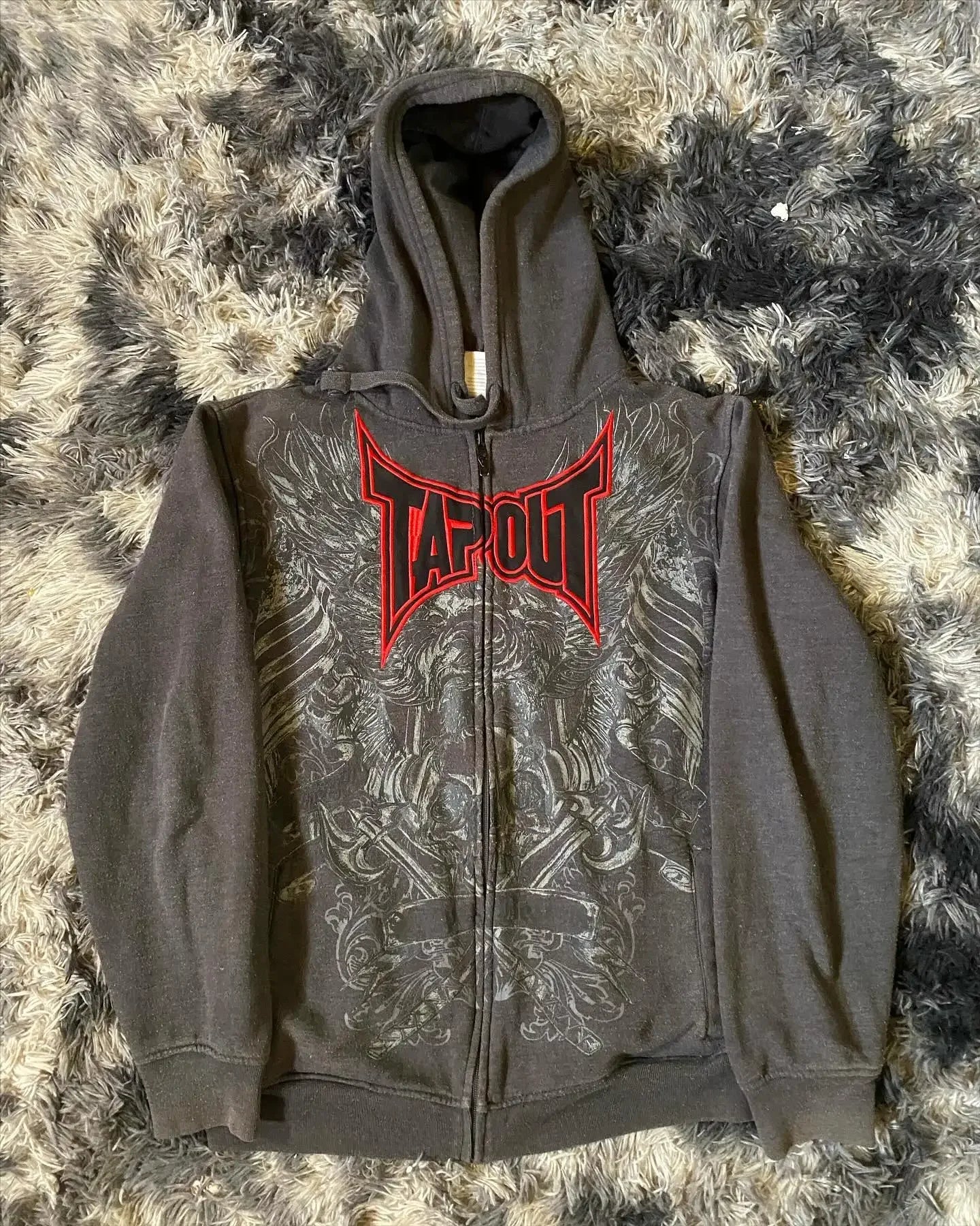Y2K "Dark Streetwear" Oversized Zip-Up Hoodie – Vintage 90s Gothic Skull Print Sweatshirt