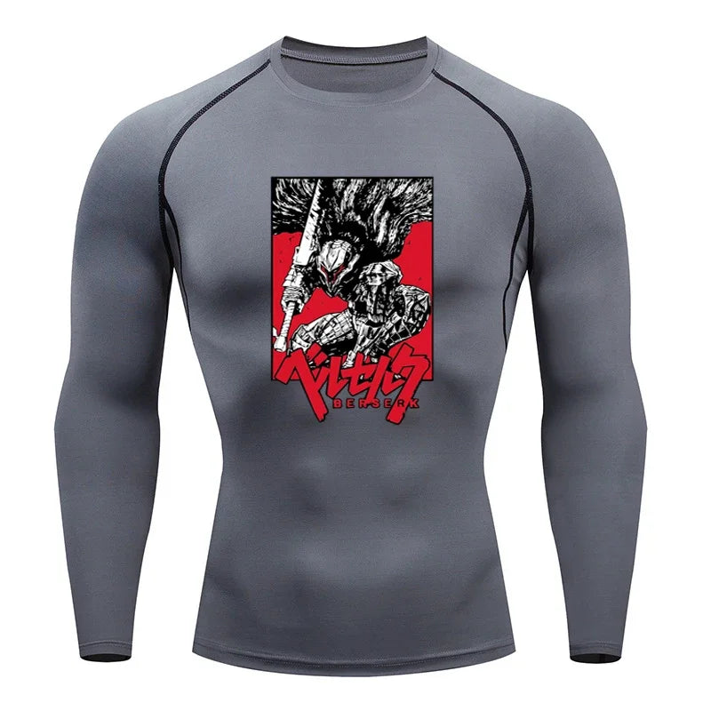 AoFuson Wolf" Berserk "Guts" Compression Shirt – Premium Anime Gym Rash Guard