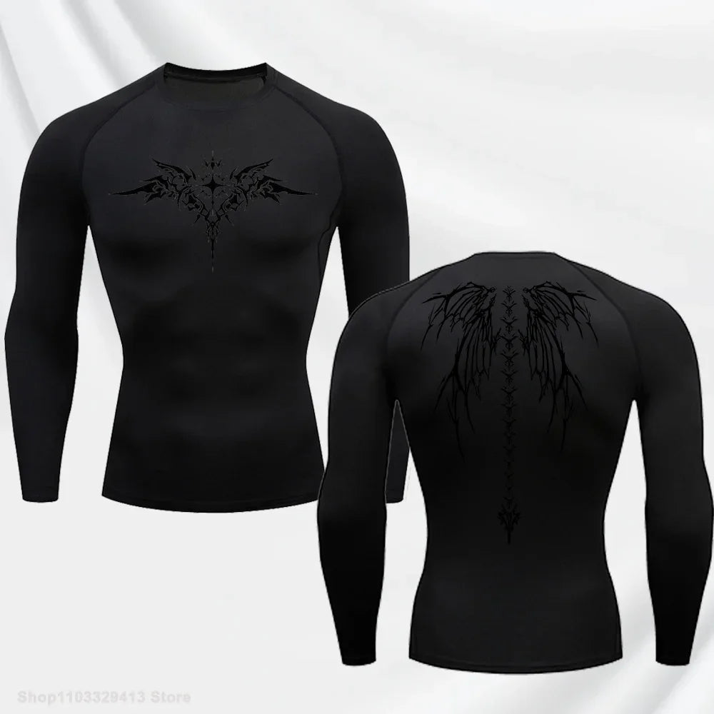 "DUTRIEUX" Anime Graphic Compression Long Sleeve – Premium Quick-Dry Gym Rash Guard