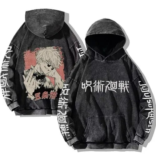 Official Jujutsu Kaisen Vintage Washed Hoodie – Premium Oversized Anime Sweatshirt