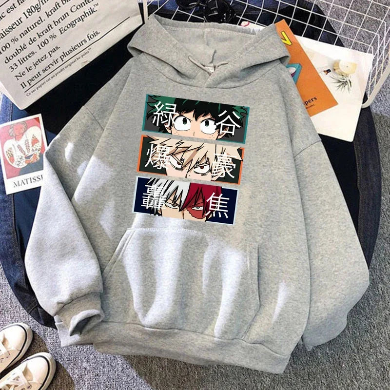 Official My Hero Academia "Big Three" Hoodie – Premium Fleece Anime Sweatshirt (Deku, Bakugou, Todoroki)