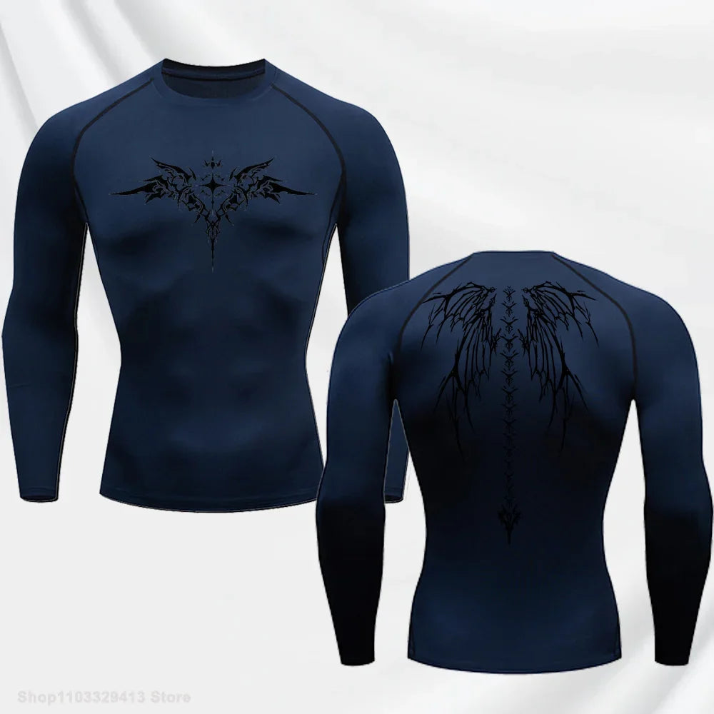 "DUTRIEUX" Anime Graphic Compression Long Sleeve – Premium Quick-Dry Gym Rash Guard