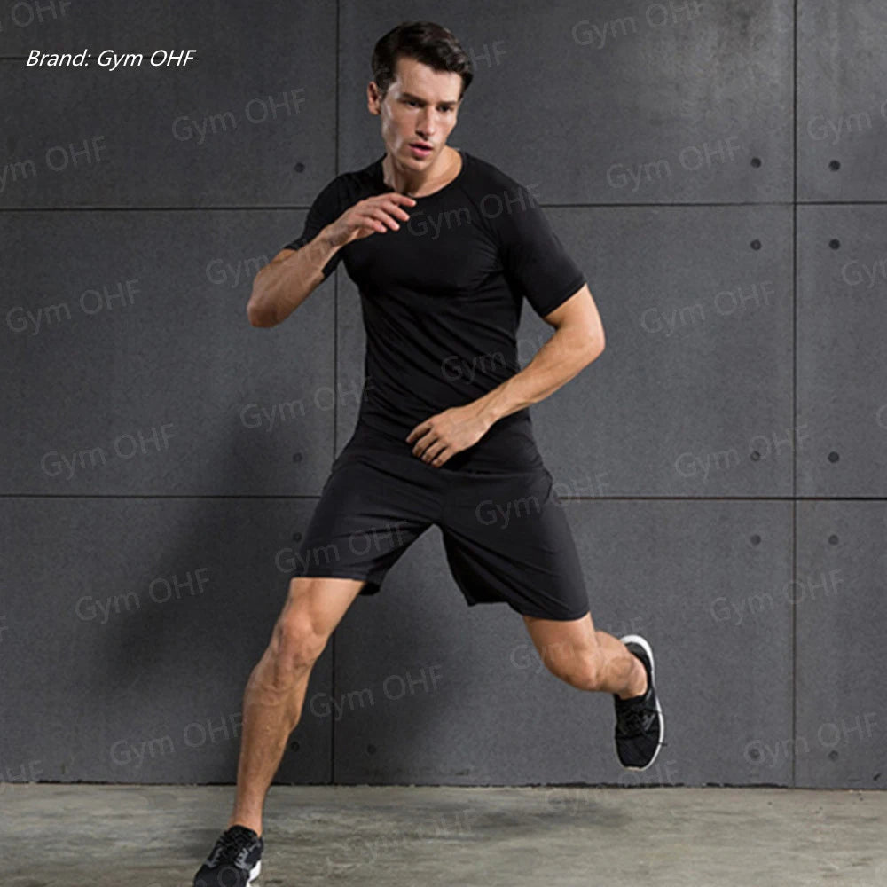 Men's "Heroic Spirit" Anime 2-in-1 Fitness Set – Compression Tee & Double-Deck Shorts