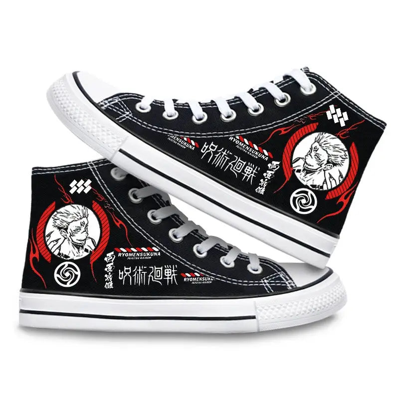 Official Bandai "Jujutsu Kaisen" High-Top Canvas Shoes – Gojo & Megumi Edition