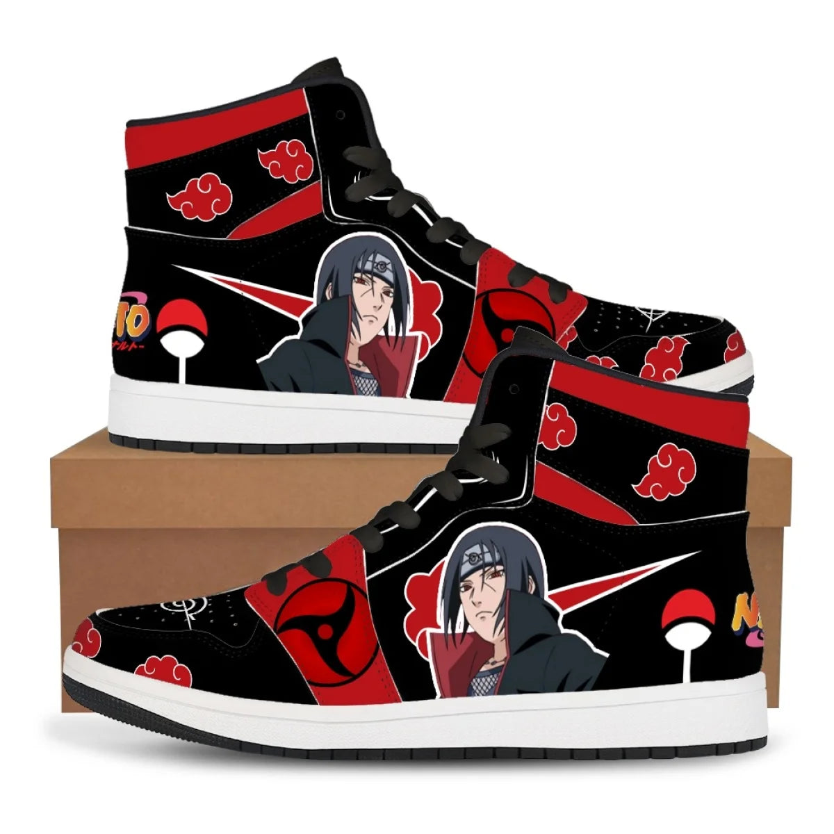 Official Bandai "Naruto: Itachi Akatsuki" Sneakers – Premium Flannel Anime Casual Shoes