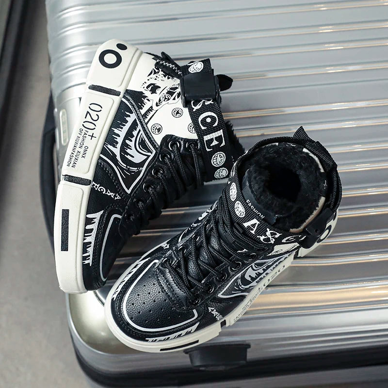 Boys' "Winter Guard" High-Top Sneakers – Waterproof Leather School & Sports Shoes