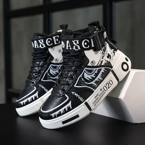 Boys' "Winter Guard" High-Top Sneakers – Waterproof Leather School & Sports Shoes
