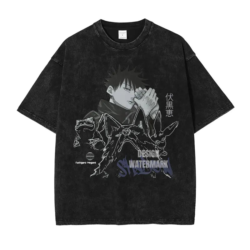 Official Bandai Jujutsu Kaisen "Itadori Yuuji" Vintage Washed T-Shirt – Premium Anime Streetwear