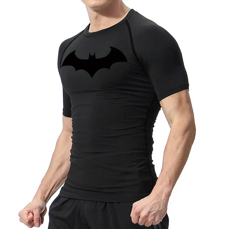 Men's "Bat Warrior" Compression Shirt – Premium Short Sleeve Rash Guard for Gym & BJJ