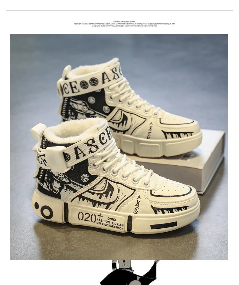 Boys' "Winter Guard" High-Top Sneakers – Waterproof Leather School & Sports Shoes