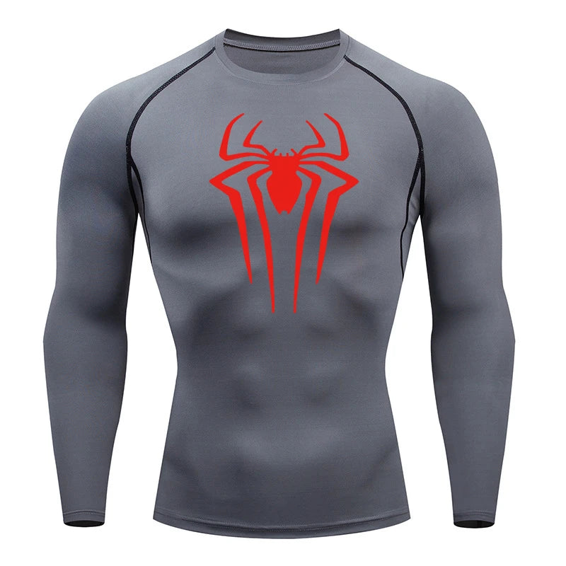 Men's "Spider Web" Compression Shirt – Premium Long Sleeve Rash Guard for Gym & BJJ