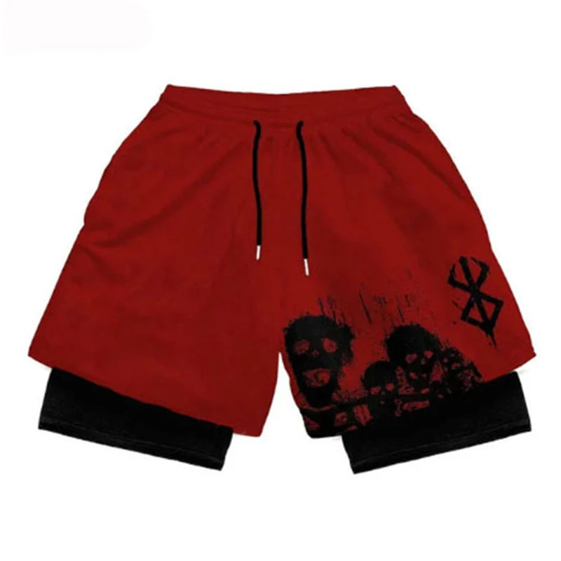 "HooThreads" Anime Performance 2-in-1 Shorts – Premium Bilayer Athletic Shorts for Men