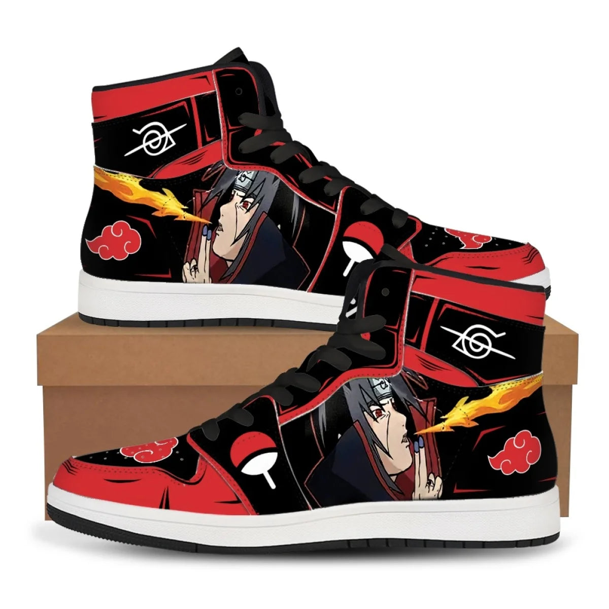Official Bandai "Naruto: Itachi Akatsuki" Sneakers – Premium Flannel Anime Casual Shoes