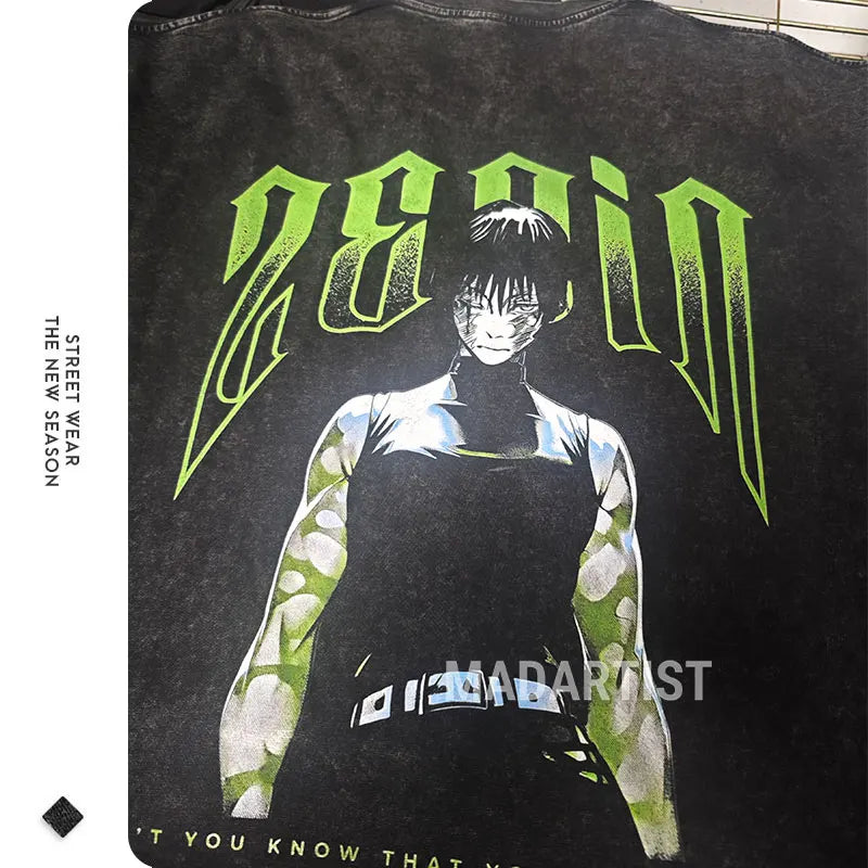 Official Bandai Jujutsu Kaisen "Itadori Yuuji" Vintage Washed T-Shirt – Premium Anime Streetwear