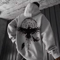 Men's Viking Totem & Eagle Graphic Hoodie – Premium Y2K Norse Mythology Sweatshirt