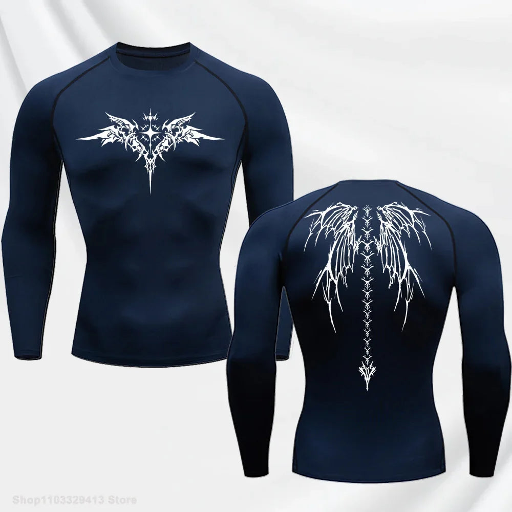 "DUTRIEUX" Anime Graphic Compression Long Sleeve – Premium Quick-Dry Gym Rash Guard